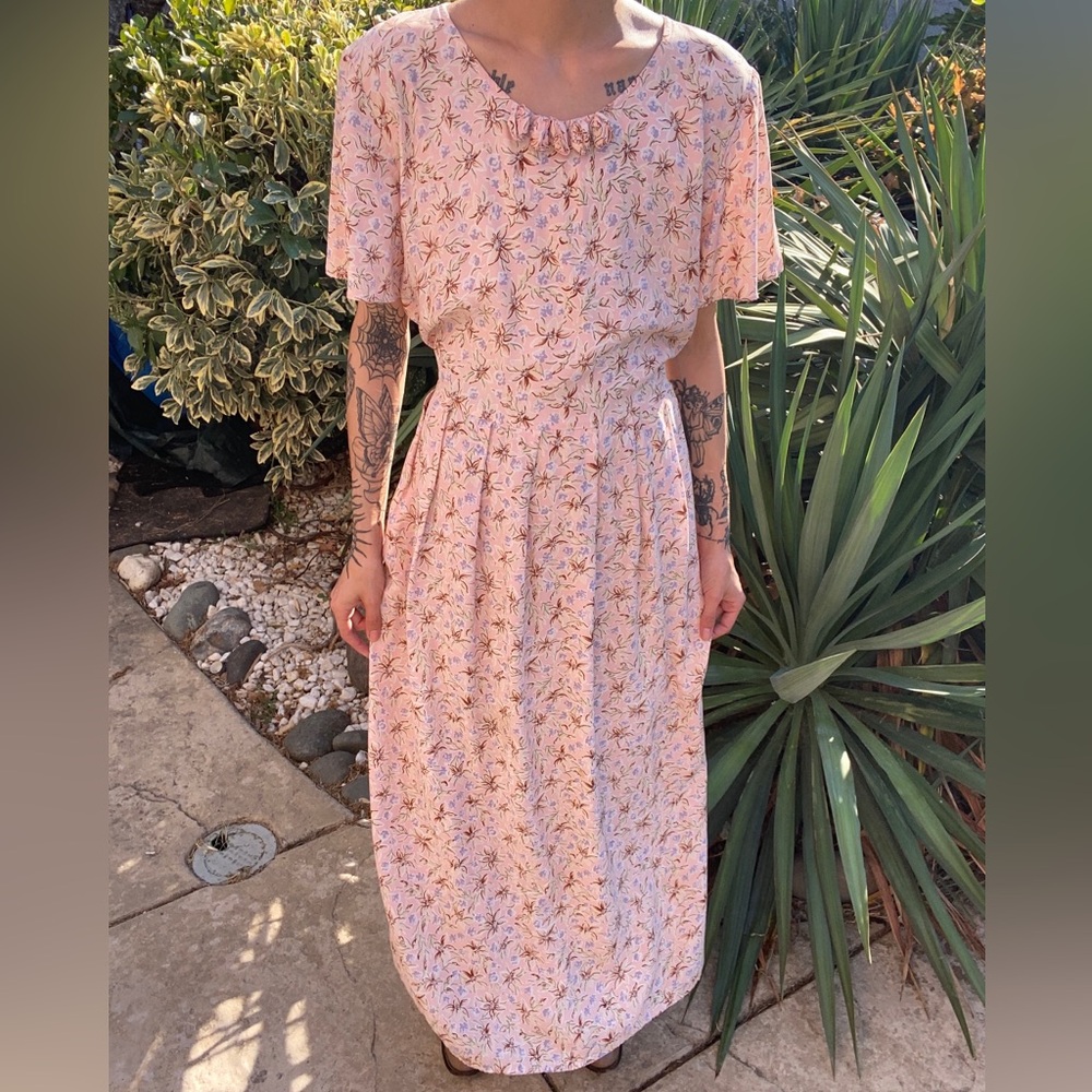 Vintage Pink Floral Carol Anderson Dress
